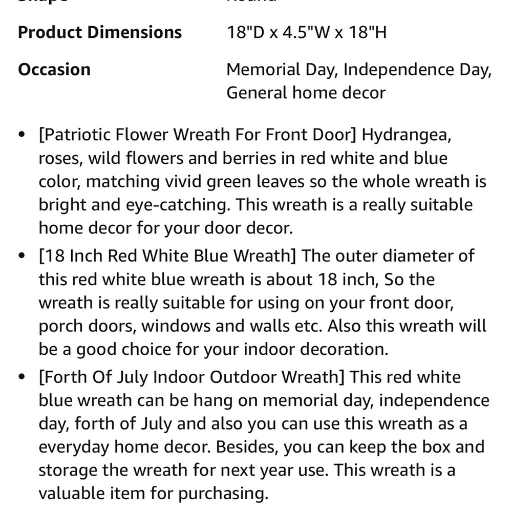 🇺🇸 Patriotic Wreath NIB - Picture 7 of 8